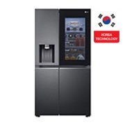 Front view of InstaView Refrigerator, 635 L, Cubic Feet 22, Smart Inverter Compressor™, Door Cooling™, LINEAR Cooling™, ThinQ™, Mattle Black GC-X257CQHS